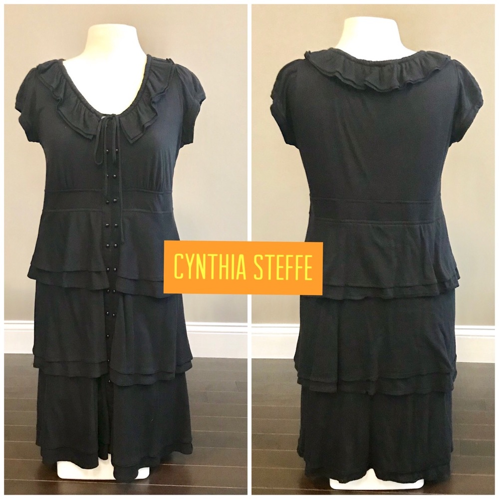 Cynthia Steffe Black flattering layered dress